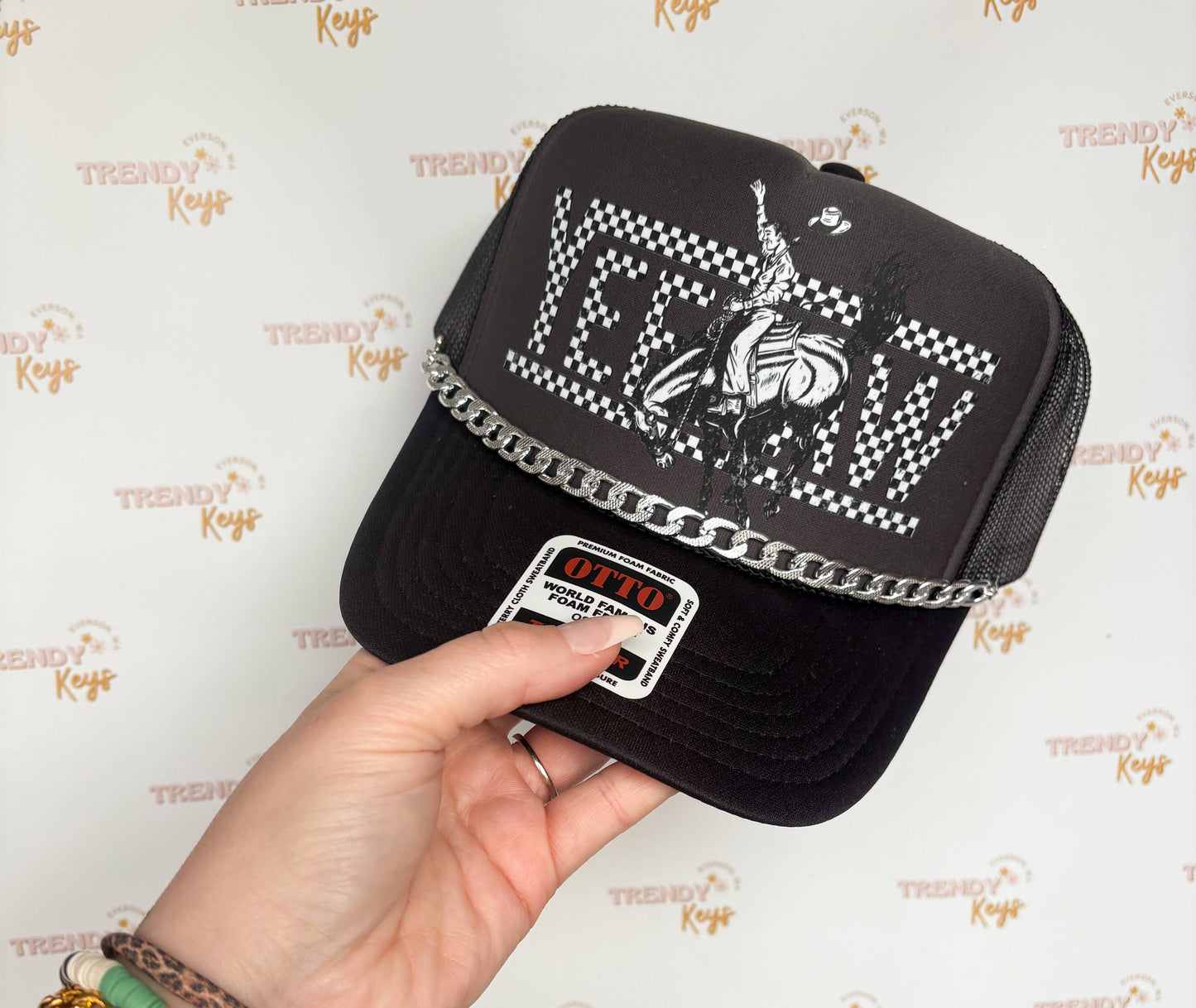 Checkered Yeehaw Trucker Hat