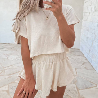 Cropped T/Ruffle High Waist Skort Set