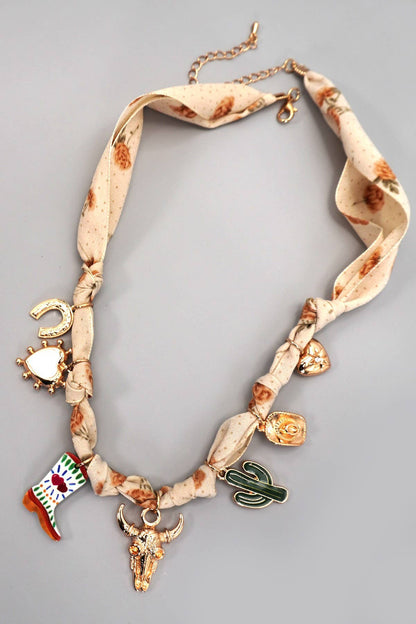 SCARF CHARM NECKLACE-BOOT CACTUS HAT HEART