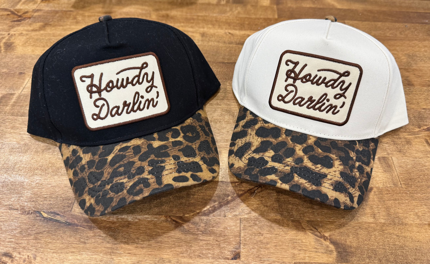 Howdy Darlin' Embroidered Leopard Brim Trucker Hat