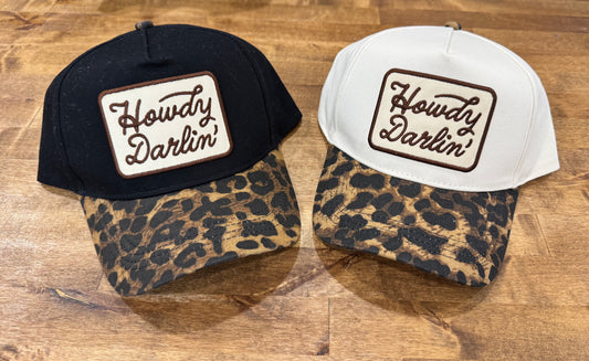 Howdy Darlin' Embroidered Leopard Brim Trucker Hat