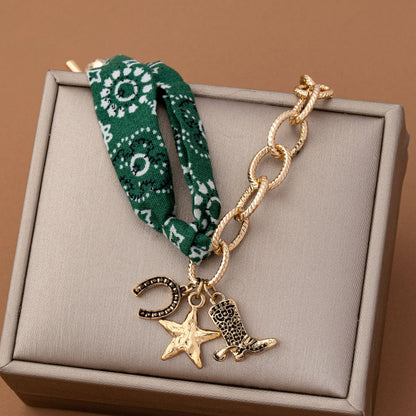 SCARF CHARM BRACELET-BOOT STAR HORSESHOE
