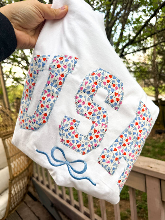 Floral USA Patriotic T