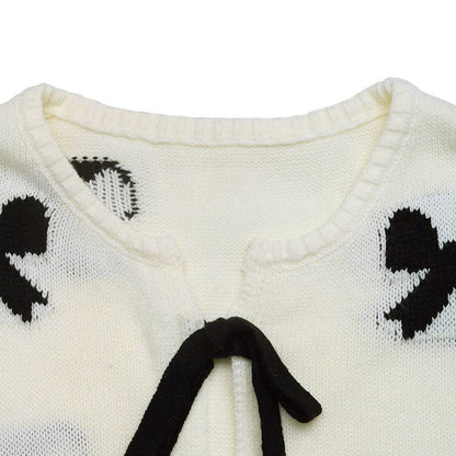 Sweet Bow Knitted Long-sleeved Cardigan